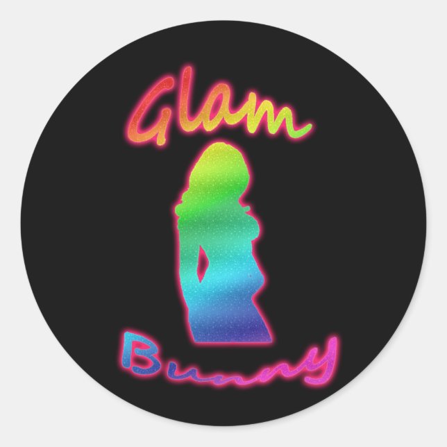 Rainbow Glam Bunny Logo-Aufkleber rund Runder Aufkleber (Vorderseite)