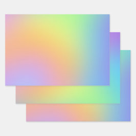 Rainbow-glänzende Papierfolien aus weichem Pastell Geschenkpapier Set
