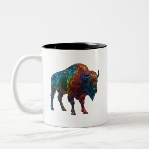 "Rainbow Glass Bison - Vibranful Colorful Animal A Zweifarbige Tasse