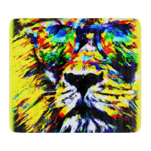 Rainbow Glasses Lion Painting. Jetzt kaufen Schneidebrett