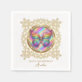 Rainbow Glitter Butterfly Elegant Lace Party Serviette