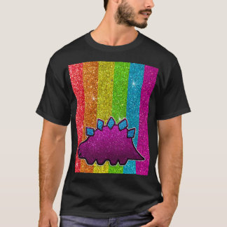 Rainbow Glitter Dinosaur Sparkly LGBT Sparkle Cute T-Shirt