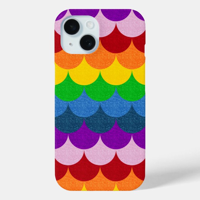 Rainbow Glittery Mermaid Scales Muster Case-Mate iPhone Hülle (Rückseite)