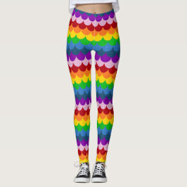 Rainbow Glittery Mermaid Scales Muster Leggings