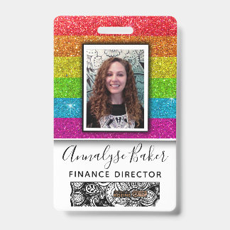 Rainbow Glitzer Beruflich CNA Nurse Foto Name Ausweis