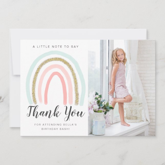 Rainbow Glitzer Birthday Danke, Card Dankeskarte (Vorderseite)
