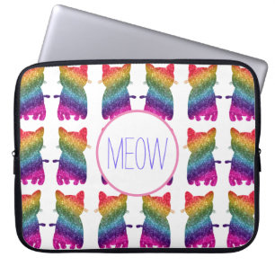 Rainbow Glitzer Cat Artistic Fun Custom Muster Laptopschutzhülle