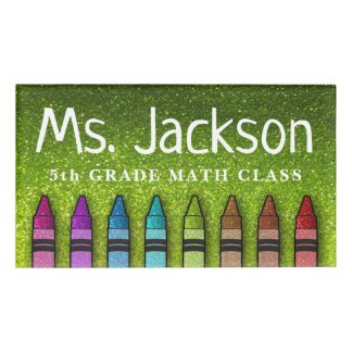 Rainbow Glitzer Crayons Art Teacher zurück zur Sch Namenschild