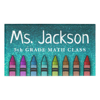 Rainbow Glitzer Crayons Art Teacher zurück zur Sch Namenschild
