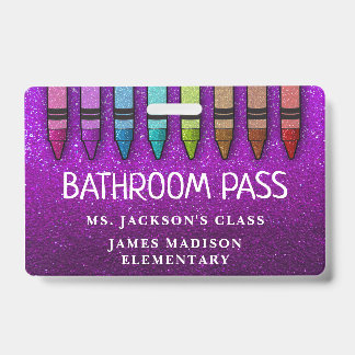 Rainbow Glitzer Crayons Lehrer Saal Pass Ausweis