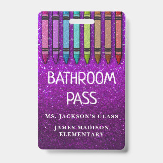Rainbow Glitzer Crayons Lehrer Saal Pass Ausweis