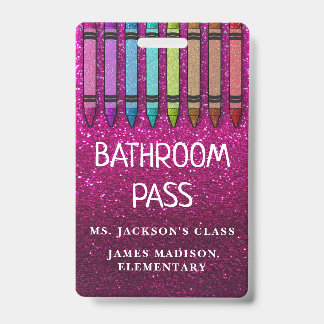 Rainbow Glitzer Crayons Lehrer Saal Pass Ausweis