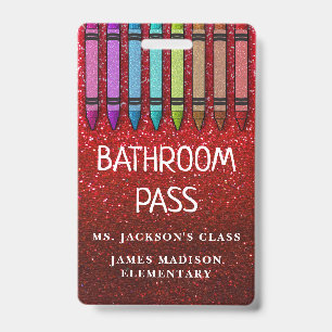 Rainbow Glitzer Crayons Lehrer Saal Pass Ausweis
