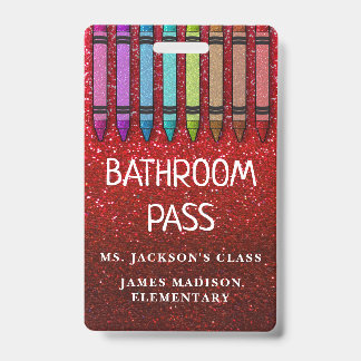 Rainbow Glitzer Crayons Lehrer Saal Pass Ausweis