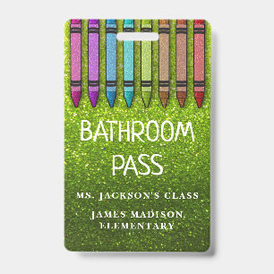 Rainbow Glitzer Crayons Lehrer Saal Pass Ausweis