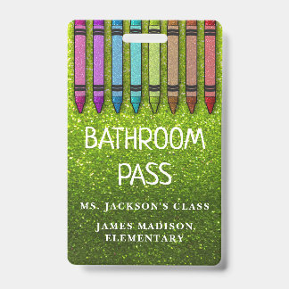 Rainbow Glitzer Crayons Lehrer Saal Pass Ausweis