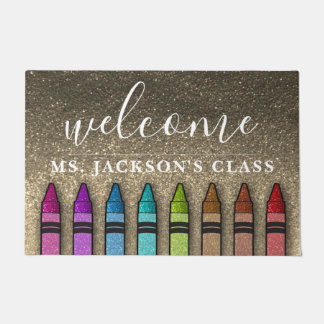 Rainbow Glitzer Crayons Lehrerin Fußmatte