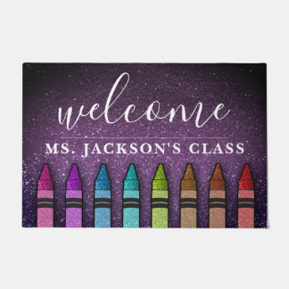 Rainbow Glitzer Crayons Lehrerin Fußmatte