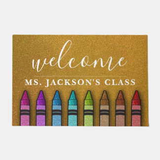 Rainbow Glitzer Crayons Lehrerin Fußmatte