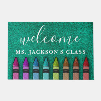 Rainbow Glitzer Crayons Lehrerin Fußmatte