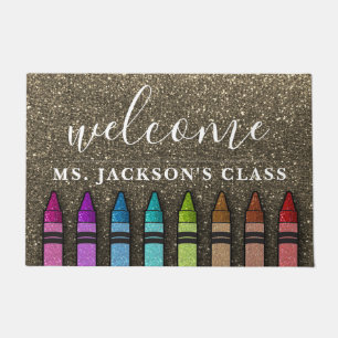Rainbow Glitzer Crayons Lehrerin Fußmatte