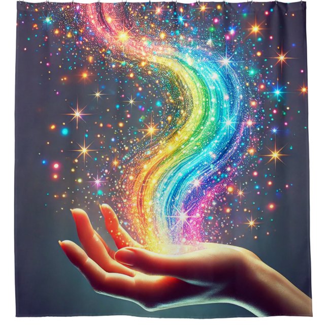 Rainbow-Glitzer Duschvorhang (Vorderseite)