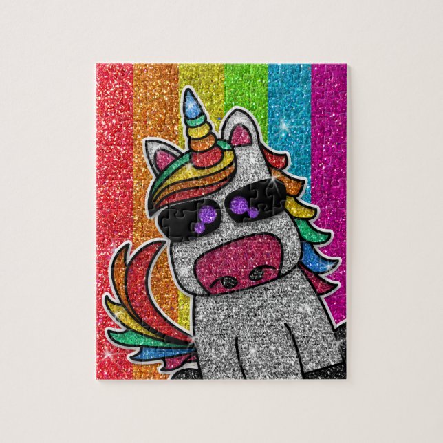 Rainbow Glitzer Einhorn Funkelnd LGBT+ Glitzern Puzzle (Vertikal)