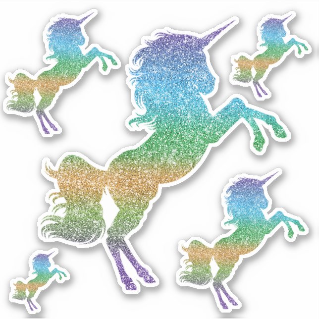 Rainbow Glitzer Einhorn Hübsch Aufkleber (Vorderseite)
