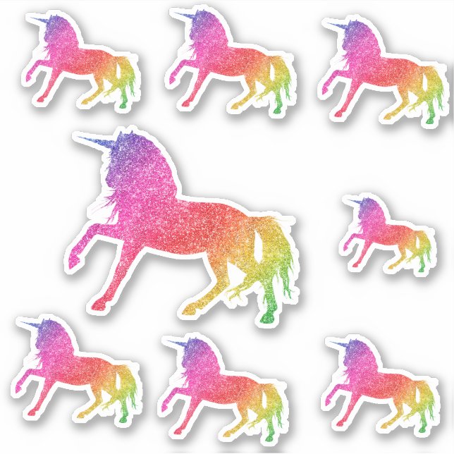 Rainbow Glitzer Einhorn Hübsch Aufkleber (Vorderseite)