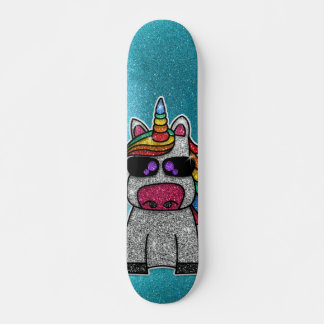 Rainbow Glitzer Einicorn Funkelnd Blue Glitzern Sk Skateboard