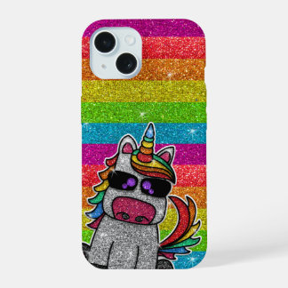 Rainbow Glitzer Einicorn Funkelnd Gold Glitzern LG iPhone 15 Hülle