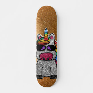 Rainbow Glitzer Einicorn Funkelnd Gold Glitzern Sk Skateboard