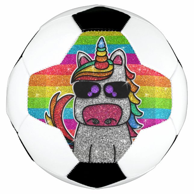 Rainbow-Glitzer Einicorn Funkelnd LGBTQ+-Glitzern Fußball (Vorderseite)