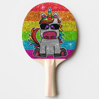 Rainbow-Glitzer Einicorn Funkelnd LGBTQ+-Glitzern Tischtennis Schläger