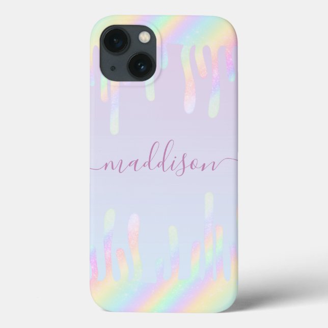 Rainbow Glitzer Eleganter Skriptname Case-Mate iPhone Hülle (Rückseite)