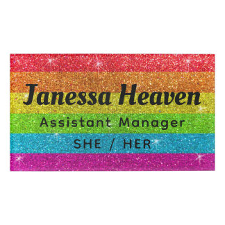 Rainbow Glitzer Funkelnd Chalkboard Name Professio Namenschild