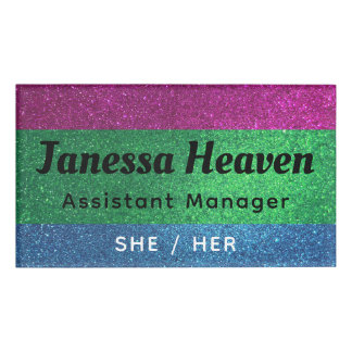 Rainbow Glitzer Funkelnd Polysexual Name Professio Namenschild