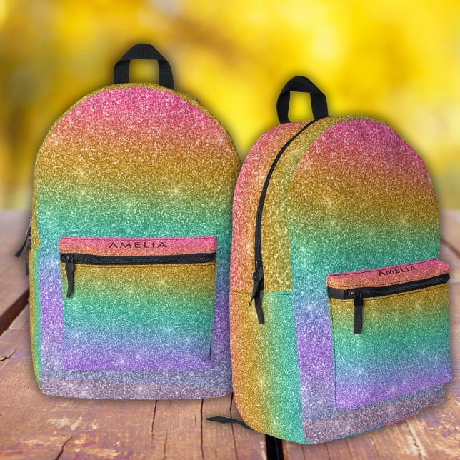 Rainbow Glitzer funkelt moderner Girl-Rucksack Bedruckter Rucksack (Von Creator hochgeladen)