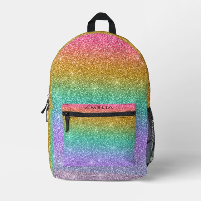 Rainbow Glitzer funkelt moderner Girl-Rucksack Bedruckter Rucksack (Vorderseite)