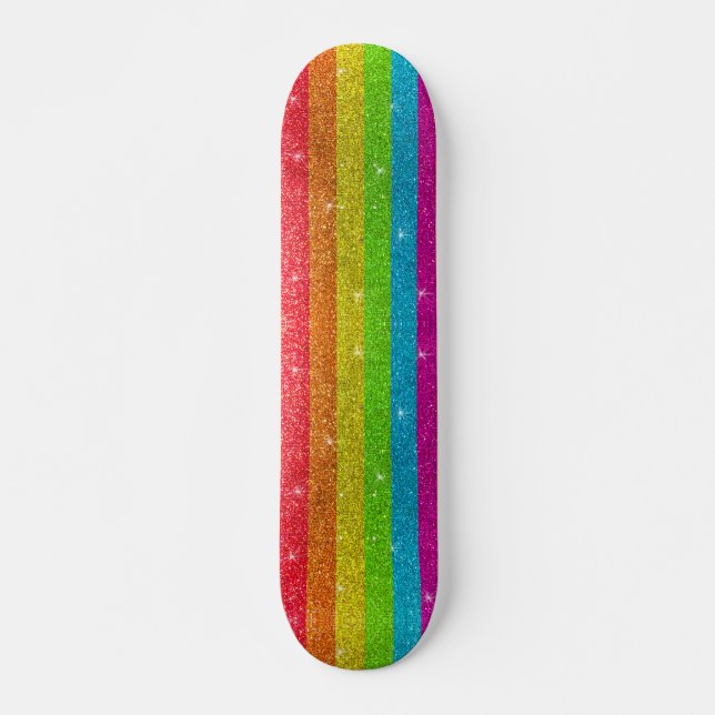Rainbow Glitzer Gay Pride Flag LGBTQIA Glitzern Skateboard (Vorne)