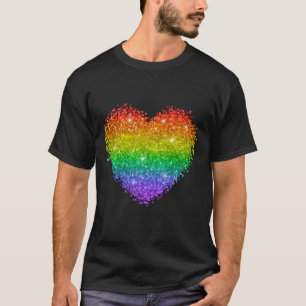 Rainbow Glitzer Herz T-Shirt