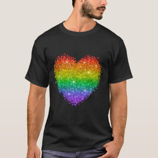Rainbow Glitzer Herz T-Shirt
