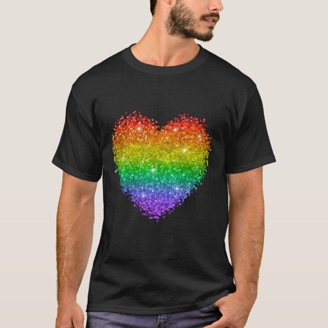 Rainbow Glitzer Herz T-Shirt (Vorderseite)