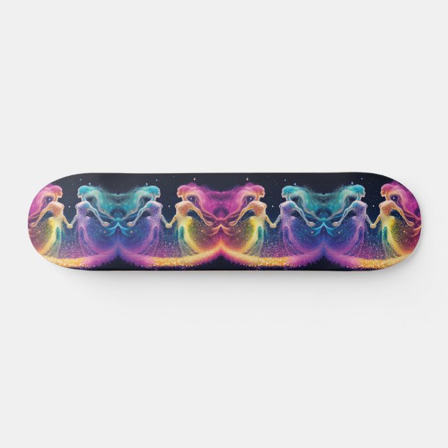 Rainbow Glitzer Kosmische Galaxie Feminine Energy  Skateboard (Horizontal)