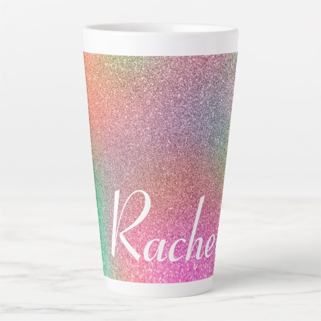 Rainbow-Glitzer Milchtasse (Vorderseite)