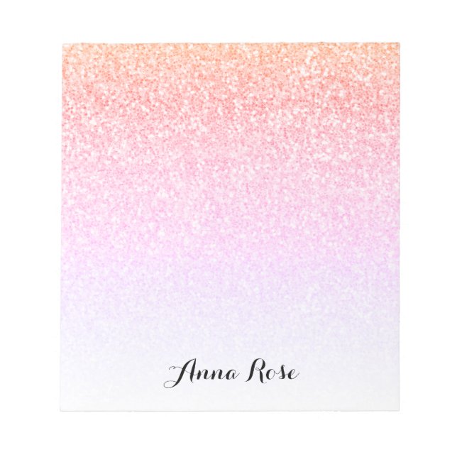 Rainbow Glitzer Ombre Sparkle Glam Notepad Notizblock (Vorderseite)