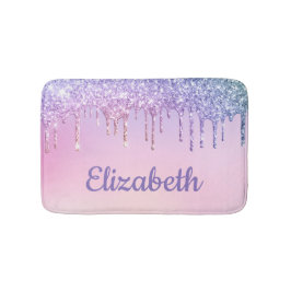 Rainbow Glitzer Personalisiert Girl Badematte
