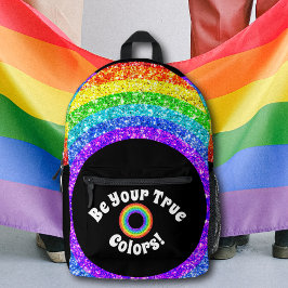 Rainbow Glitzer Pride LGBT Ihre wahren Farben Bedruckter Rucksack