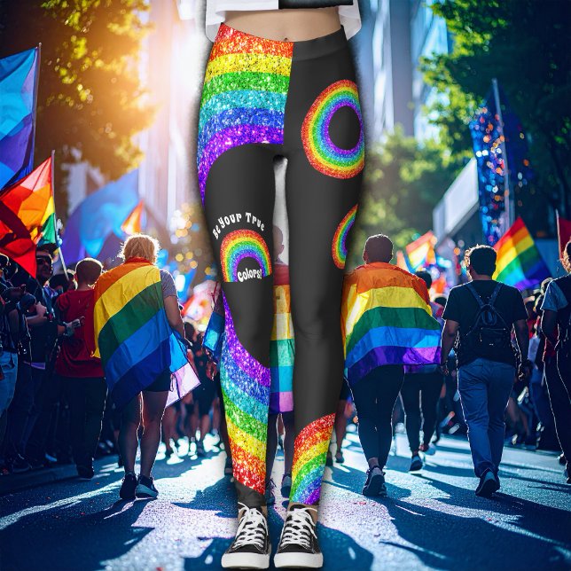 Rainbow Glitzer Pride LGBT Ihre wahren Farben Leggings (In situ ( AI generated background))