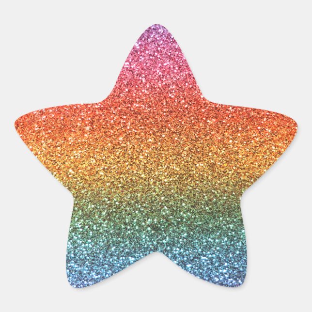 Rainbow Glitzer Stern-Aufkleber (Vorderseite)